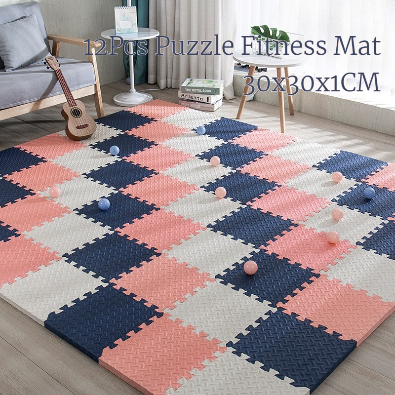 Yoga Fitness Machine - 12Pcs Interlocking EVA Foam Floor Mats